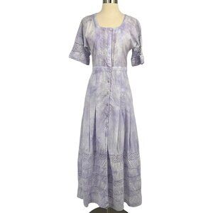 LoveShackFancy Edie Lilac Violet Cotton Midi Dress Size XS Short Sleeve